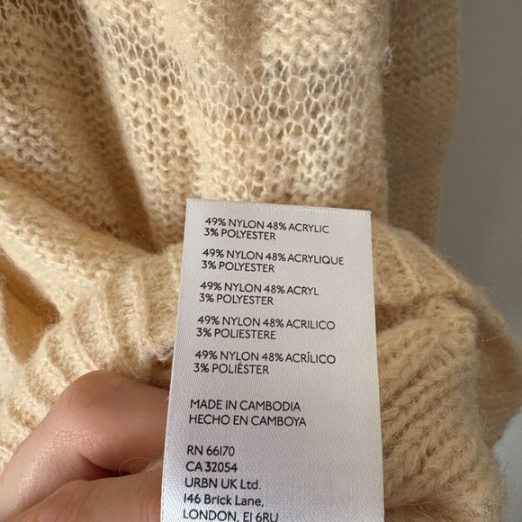 UO Urban Outfitters Alston Laddered Knit Cardigan Cream Size Small - Picture 8 of 8